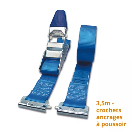 Sangle d'arrimage 50 mm tendeur à levier ancrage à poussoir